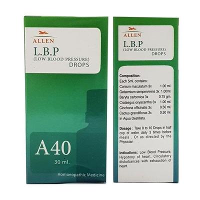 Allen A40 L.B.P. (Low Blood Pressure) Drops 30 ml - Homeopathic Drops