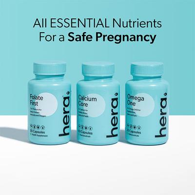 Hera Safe Pregnancy Capsule Bundle (Folate First + Calcium Core + Omega One) - Multi-Vitamins