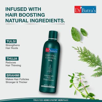 Dr Batra's Hair Fall Control Shampoo 200 ml + Hair Fall Control Oil 200 ml + Hair Fall Control Serum 125 ml - Hair Treatment