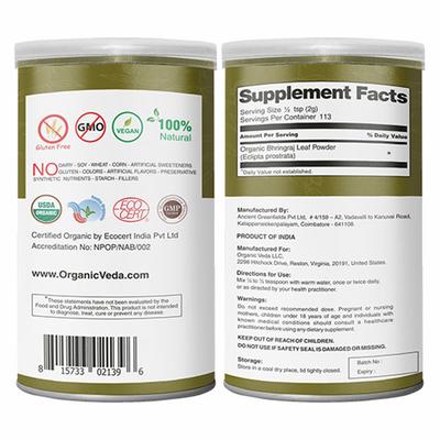 Organic Veda Bhringraj Powder 227 gm - Pure Herbs