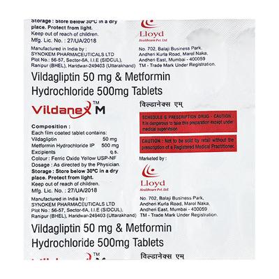 VILDANEX M Tablet 15's - Diabetes-Ant