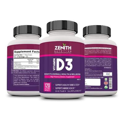 Zenith Nutrition Vitamin D3 Capsules 120's - Multi-Vitamins