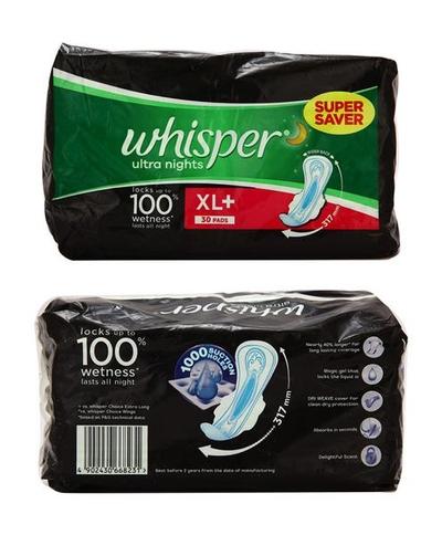 Whisper Ultra Nights Sanitary Pads (XL+) 30's - Sanitary Napkins