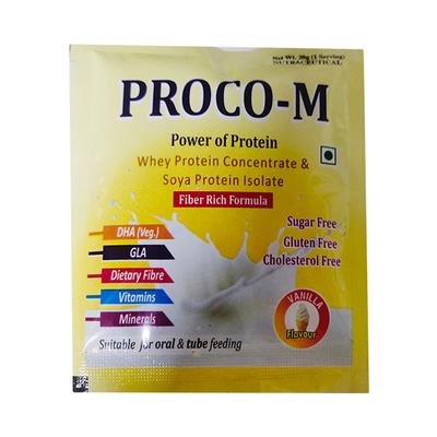 Proco M Sugar Free & Gluten free Vanilla Flavour Sachet 20gm - Supplements-Ent