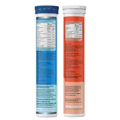 FixUpHealth Electrolytes Effervescent Tablet - Lemon Flavour & FixUpHealth Natural Amla Effervescent Tablet - Orange Flavour 20s 1's - General Health
