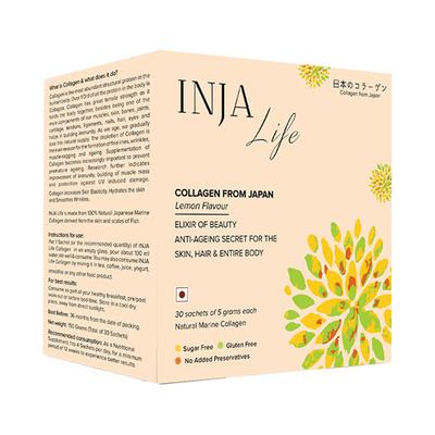 INJA Life Collagen Sachet - Lemon Flavour (Pack of 30 x 5 gm) - Hair & Skin