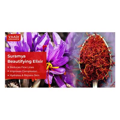 Vaadi Herbals 100% Pure Essential Oil - Suramya Beautifying Elixr with Saffron & Gold Leaves 10 ml - Essential Oils