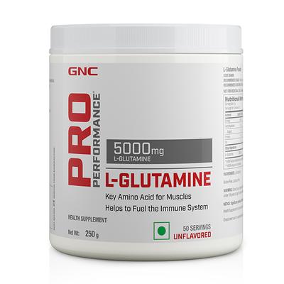 GNC Pro Performance L-Glutamine 5000 mg Powder - Unflavoured 250 gm - Workout Essentials