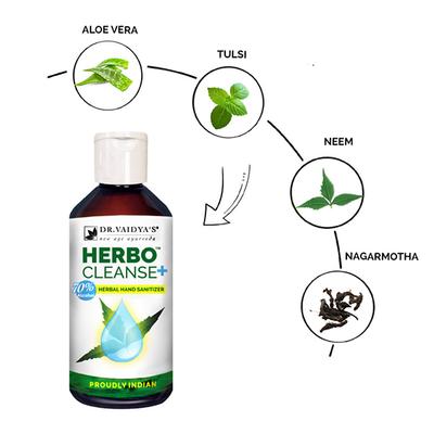 Dr.Vaidya's Herbo Cleanse Plus Herbal Hand Sanitizer Liquid (Pack of 2 x 200 ml) - Hand Sanitizer