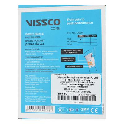 Vissco Core Wrist Brace Mild Support - (Grey) (0604) - Hand/Wrist Supports