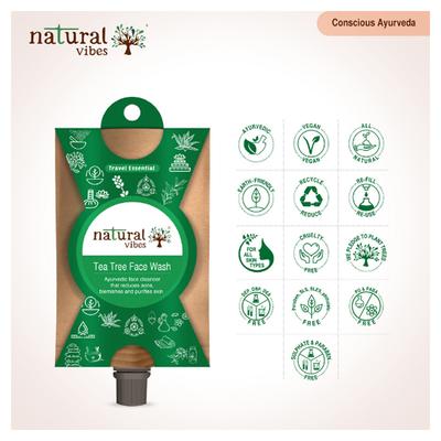 Natural Vibes Ayurvedic Activated Charcoal & Tea Tree Face Wash 30 ml - Face Wash & Cleansers