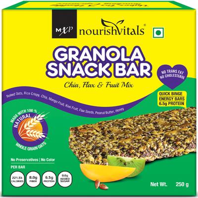 NourishVitals Granola Snack Bar - Chia Flax Fruit Mix (5 Bars) 250 gm - Nutritional Bars