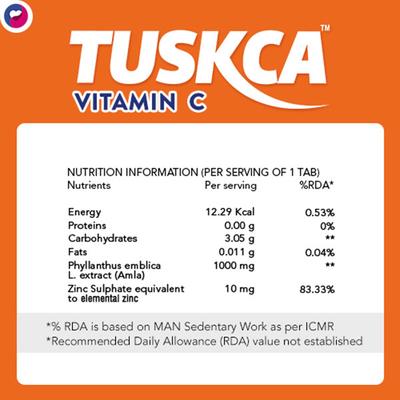 LifeZen Tuskca Natural Immunity Booster Vitamin C 1000 mg Tablet - Orange 20's - Vitamin C