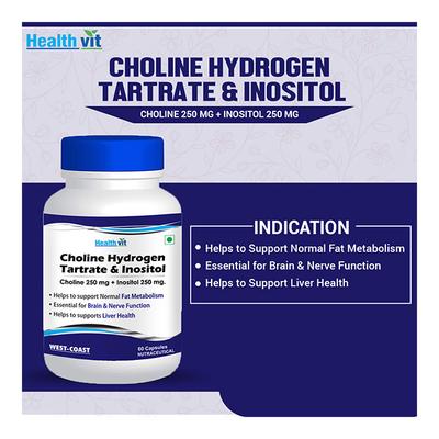 Healthvit Choline Hydrogen Tartrate & Inositol Capsule 60's - Vital Health
