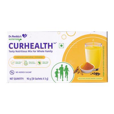 CURHEALTH NO ADDED SUGAR DELICIOUS KESAR BADAM FLAVOUR Sachet 30X3gm - Supplements-Sup
