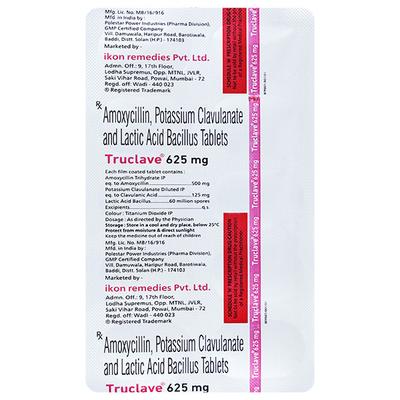 Truclave 625Mg Tablet 10's - Bacterial Infections-Pen