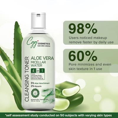 CGG Cosmetics Aloe Vera Micellar Water- for All Skin Types 300 ml - Face Wash & Cleansers
