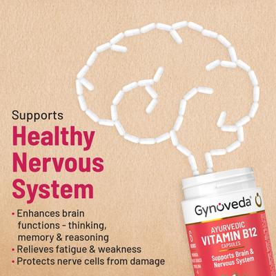Gynoveda Ayurvedic Vitamin B12 Capsule (Pack of 3 x 30's) - Multi-Vitamins