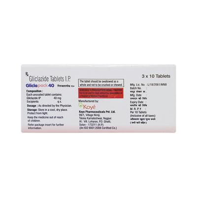 Gliclapack 40mg Tablet 30'S - Diabetes-Ant