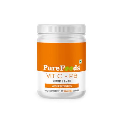 PureFoods Vit C-PB Vitamin C + Zinc Sugar Free Kids Gummies - Orange Flavour 60's - Multi-Vitamins