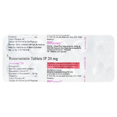 ASTEROS 20mg Tablet 10's - High Cholesterol-Dys