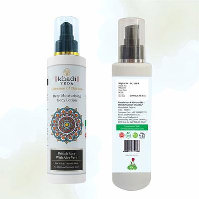 Khadi Veda Deep Moisturising Body Lotion - British Rose with Aloe Vera 200 ml - Lotions & Creams