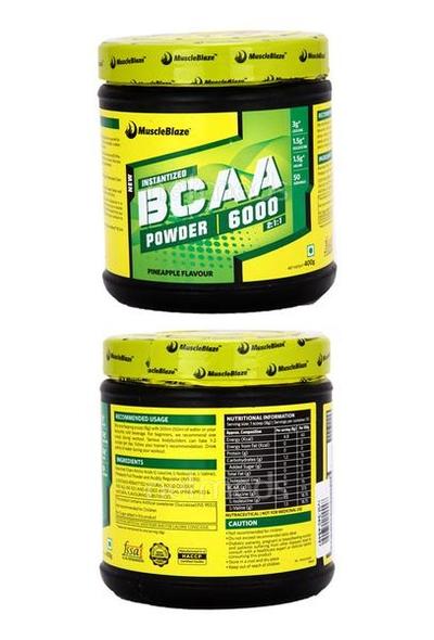MuscleBlaze BCAA 6000 Powder - Pineapple 400 gm - Bcaa Supplements