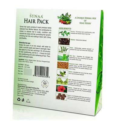 Synaa Hair Pack Powder (A Unique Herbal Mix of Nine Herbs) 200 gm - Hair Masks & Packs
