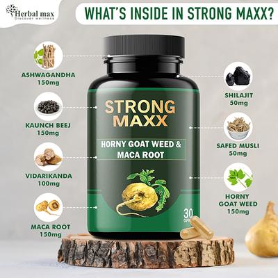 Herbal Max Strong Maxx Horny Goat Weed & Maca Root Capsule 30's - Sexual Care