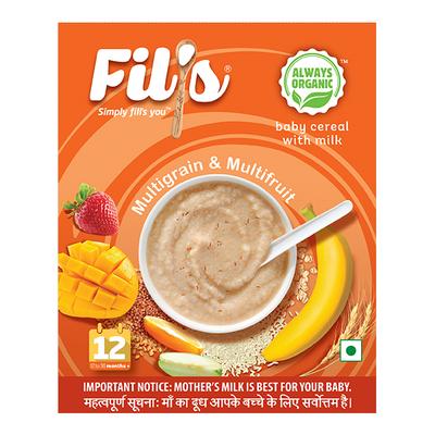 Fil's Organic Baby Cereal With Milk, Multi Grains & Multi Fruits (2-24 Months) 300 gm - Baby And Infant Supplements