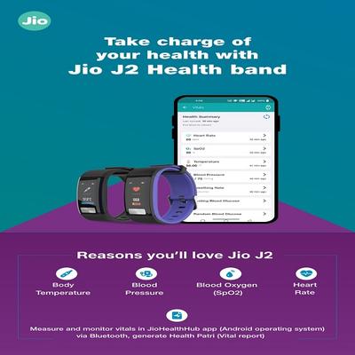 Jio J2 Smartband - Black (1.05-HWD0B0B) - Health Monitors And Equipment