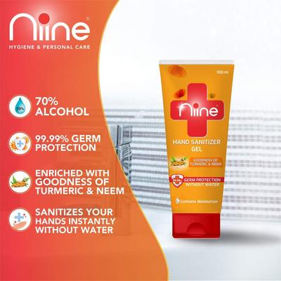 Niine Hand Sanitizer Gel - Turmeric & Neem (Pack of 10 x 100 ml) - Hand Sanitizer