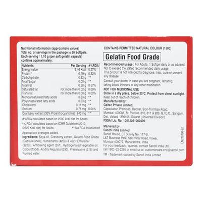 Sanofi BerryCran Urinary Tract Health Softgels 50's - Nutritional Supplements