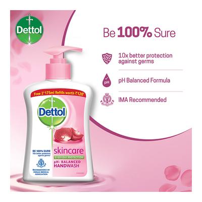 Dettol Liquid Handwash - Skincare 200 ml + Free Dettol Liquid Handwash Refill - Skincare (Pack of 2 x 175 ml) - Hand Wash & Soaps