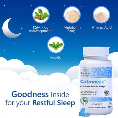 Curae Health Calmnezz Promotes Restful Sleep Tablets (5 mg) 60's - General Health