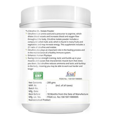 Natures Velvet L-Citrulline DL-Malate Powder 200 gm - Speciality Medicines