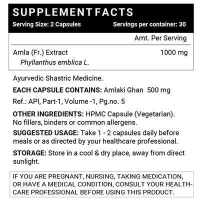 Inlife Natural Vitamin C Amlaki Ghan 1000 mg Veg Capsule 60's - Vitamin C