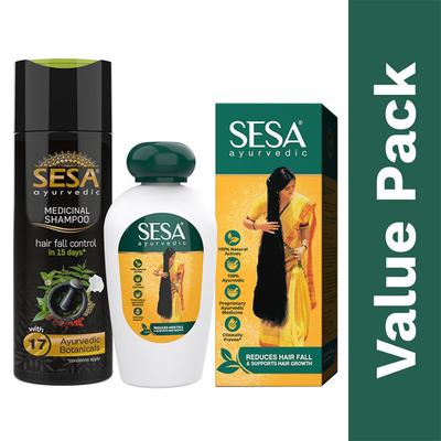 Sesa Hair Combo Pack (Sesa Ayurvedic Oil 100 ml + Sesa Ayurvedic Medicinal Shampoo 200 ml) - Personal Care (Ayush)