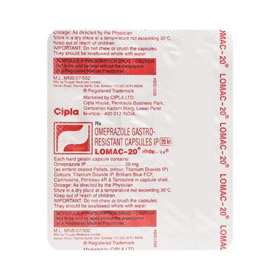 Lomac 20mg Capsule 15'S - Ulcer/Reflux/Flatulence-Aaa