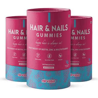 Nirvasa Hair & Nails Gummies (Pack of 3 x 60's) 1's - Multi-Vitamins