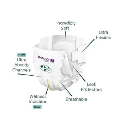 Bambo Nature Tape Diapers with Wetness Indicator - Small (2) 30's - Diapers & Wipes
