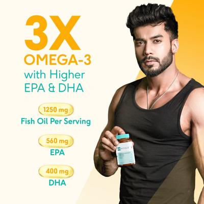 HealthKart HK Vitals Triple Strength Fish Oil Capsule 60's - Omega Fish Oil Fatty Acids