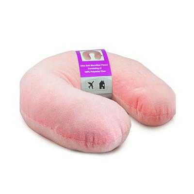 VIAGGI U Shape Feather Soft Microfibre Travel Neck Pillow - Light Pink - Pads And Pillows