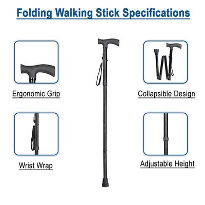 MCP Folding Walking Stick - Black - Walker & Walking Stick