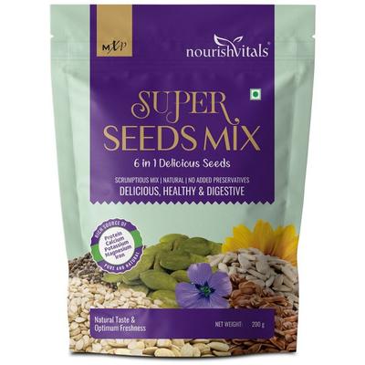 NourishVitals 6 in 1 Super Seeds Mix 200 gm - Nutritional Bars