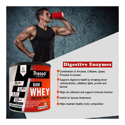 Pro360 Raw Whey Protein Powder - Unflavoured 250 gm - Whey Proteins