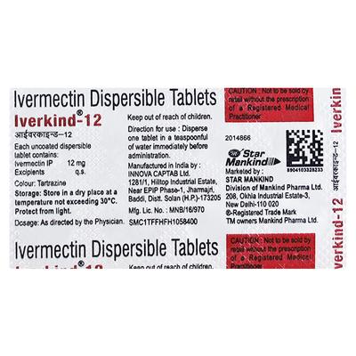 IVERKIND 12 Tablet 10's - Parasitic Worms-Ant