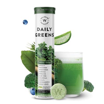 Wellbeing Nutrition Daily Greens Effervescent Tablet (Pack of 4 x 15's) - Herbal Dietary Supplement
