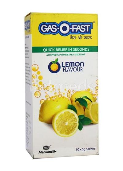 Gas-O-Fast Sachet - Lemon Flavour (Pack of 60 X 5 gm) - Acidity