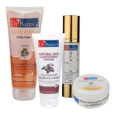 Dr Batra's Daily Care Face Wash 200 gm + Natural Skin Lightening Cream 100 gm + Age Defying Skin Firming Serum 50 gm + Intense Moisturizing Cream 100 gm - Personal Care (Ayush)